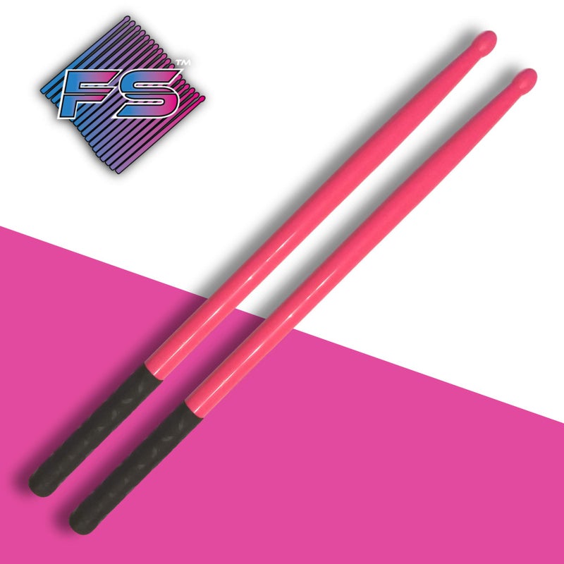 FITSTIX with POWER GRIPS Drumsticks for Fitness & Aerobicâ€ Workout Classes, Drum Sticks, Strong and Light Weight design make a fun addition to any exercise routine or class. (UV PINK with POWER GRIPS) - Image 1